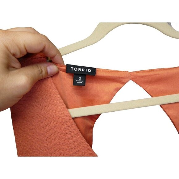 Torrid Skater Dress Size 2 Textured Light Orange - Picture 5 of 7